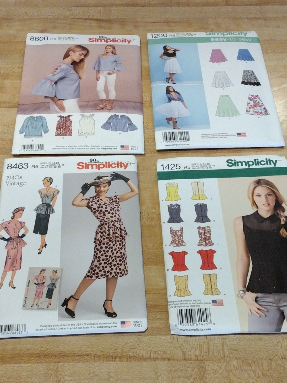 Lot of 4 Simplicity Sewing Patterns 8600 1200 8463 1425 Uncut OOP NOS